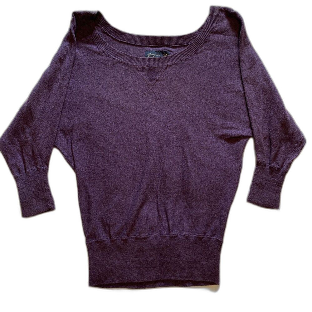 Womens American Eagle Purple Dolman Sleeve Sweater Size XS Preppy Academic